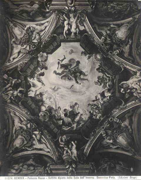 Brogi — Genova - Palazzo Rosso - Soffitto della sala dell'Inverno; Domenico Piola — insieme